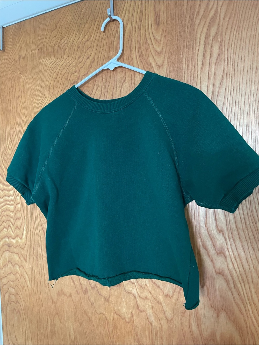 Cropped Short Sleeve Sweatshirt - Deep Green